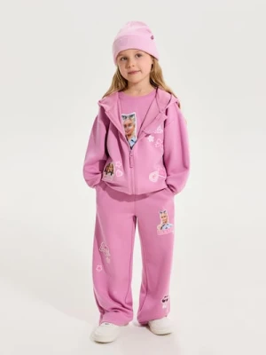 Sinsay - Spodnie wide leg z domieszką wiskozy Barbie Active - różowy