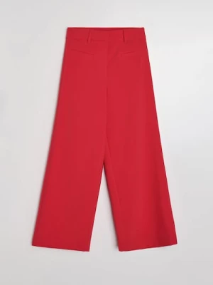 Sinsay - Spodnie wide leg z domieszką wiskozy - czerwony