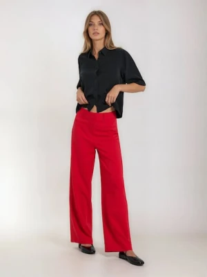 Sinsay - Spodnie wide leg z domieszką wiskozy - czerwony