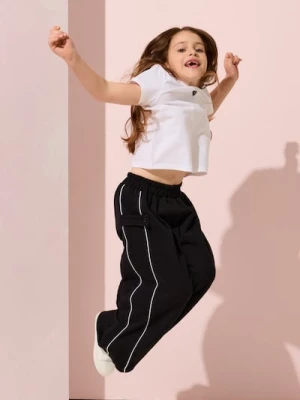 Sinsay - Spodnie wide leg z dzianiny interlock - czarny