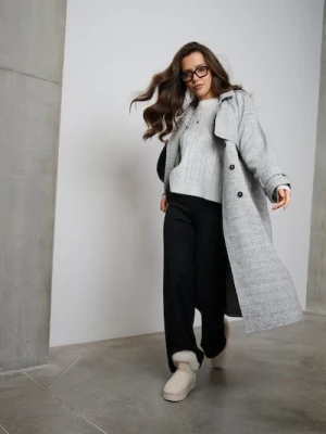 Sinsay - Spodnie wide leg z dzianiny scuba - czarny