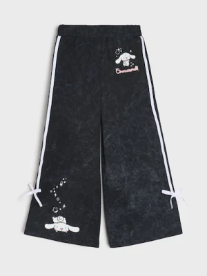 Sinsay - Spodnie wide leg z efektem sprania Cinnamoroll - szary