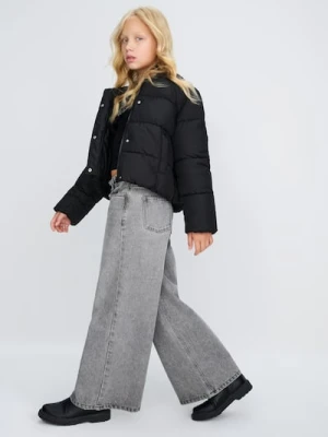 Sinsay - Spodnie wide leg z efektem sprania - szary