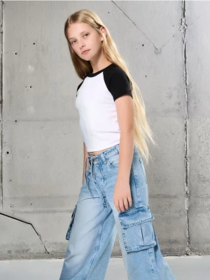 Sinsay - Spodnie wide leg z kieszeniami cargo - Inny