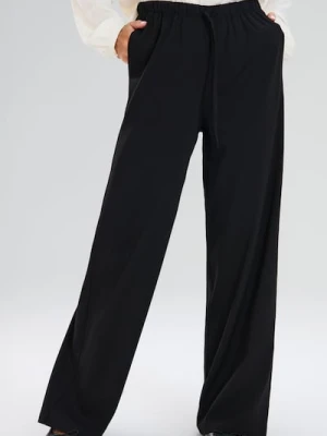 Sinsay - Spodnie wide leg z kieszeniami - czarny