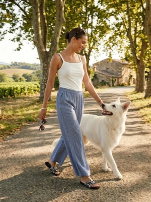 Sinsay - Spodnie wide leg z kieszeniami i domieszką wiskozy - granatowy