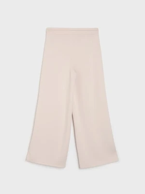Sinsay - Spodnie wide leg z kieszeniami i domieszką wiskozy, soft touch - beżowy