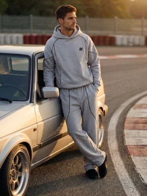 Sinsay - Spodnie wide leg z kontrastową lamówką - szary