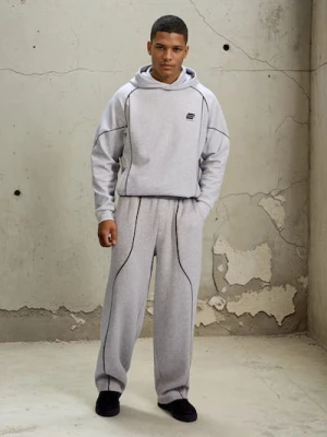 Sinsay - Spodnie wide leg z kontrastową lamówką - szary