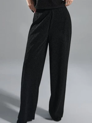 Sinsay - Spodnie wide leg z metalizowaną nicią - czarny