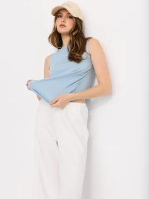 Sinsay - Spodnie wide leg z miękkiej dzianiny z domieszką wiskozy soft touch - kremowy