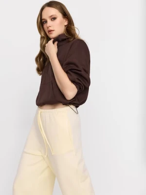 Sinsay - Spodnie wide leg z miękkiej dzianiny z domieszką wiskozy soft touch - żółty
