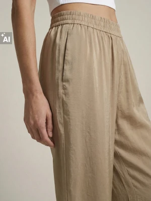 Sinsay - Spodnie wide leg z modalem - beżowy
