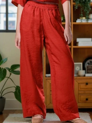 Sinsay - Spodnie wide leg z modalem - czerwony