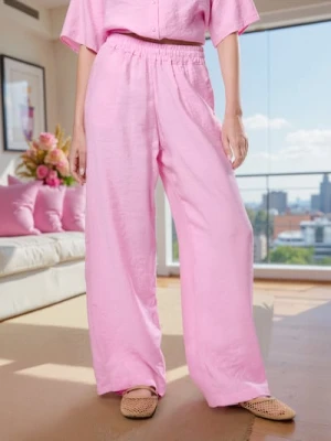 Sinsay - Spodnie wide leg z modalem - różowy