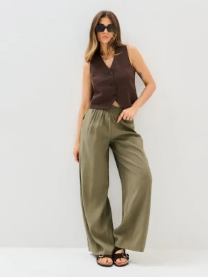 Sinsay - Spodnie wide leg z modalem - zielony