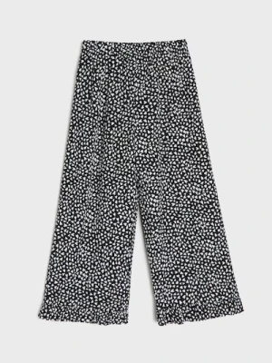 Sinsay - Spodnie wide leg z motywem serc - czarny