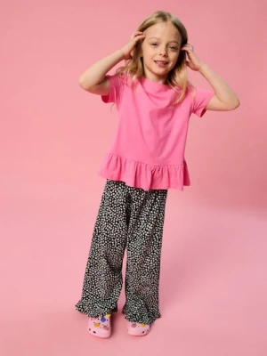 Sinsay - Spodnie wide leg z motywem serc - czarny