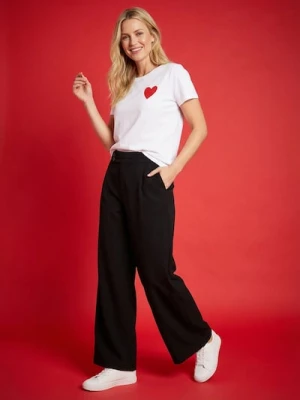 Sinsay - Spodnie wide leg z ozdobnym pasem - czarny