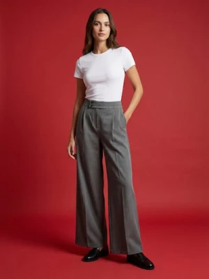 Sinsay - Spodnie wide leg z ozdobnym pasem - szary