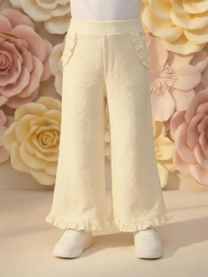 Sinsay - Spodnie wide leg z ozdobnymi falbanami - żółty