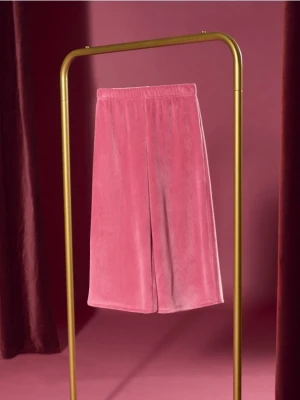 Sinsay - Spodnie wide leg z polarem wewnątrz - bordowy