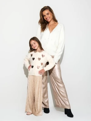 Sinsay - Spodnie wide leg z połyskiem - złoty