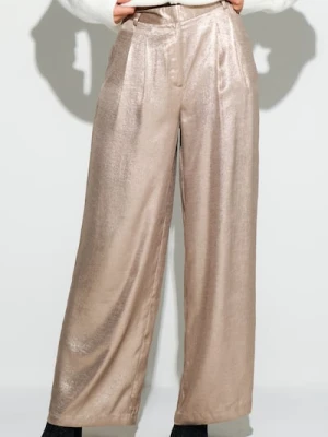 Sinsay - Spodnie wide leg z połyskiem - złoty