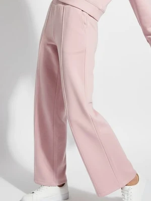 Sinsay - Spodnie wide leg z przeszyciami z domieszką wiskozy - różowy