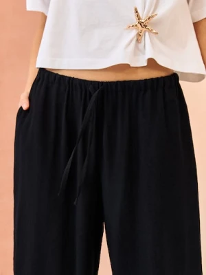 Sinsay - Spodnie wide leg z wiskozą - czarny