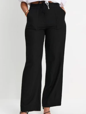 Sinsay - Spodnie wide leg z wiskozą i dodatkiem lnu - czarny