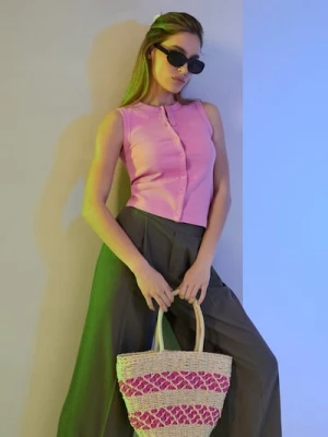 Sinsay - Spodnie wide leg z wiskozą i domieszką lnu - brązowy