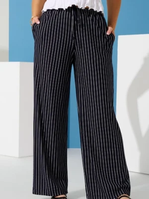 Sinsay - Spodnie wide leg z wiskozą w paski - wielobarwny
