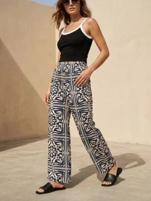Sinsay - Spodnie wide leg z wiskozą ze wzorem geometrycznym - wielobarwny