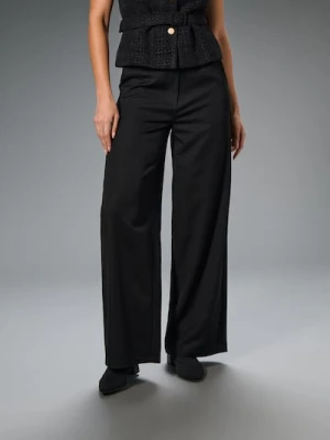Sinsay - Spodnie wide leg ze szlufkami - czarny