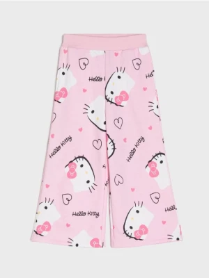 Sinsay - Spodnie wide leg ze wzorem Hello Kitty - różowy