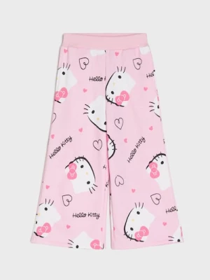 Sinsay - Spodnie wide leg ze wzorem Hello Kitty - różowy