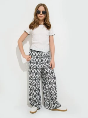 Sinsay - Spodnie wide leg ze wzorem - wielobarwny