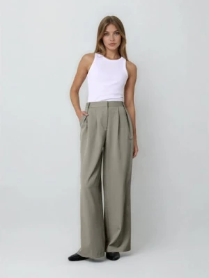 Sinsay - Spodnie wide leg - zielony