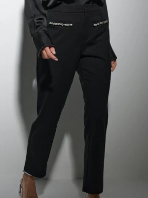 Sinsay - Spodnie z biżuteryjnymi elementami - czarny