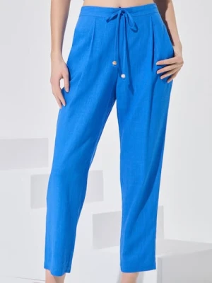 Sinsay - Spodnie z domieszką lnu - niebieski