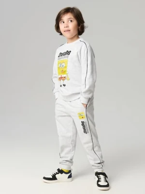 Sinsay - Spodnie z holograficzną naszywką SpongeBob - szary