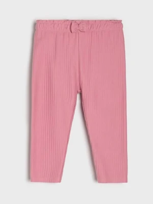 Sinsay - Spodnie z kokardką w talii - różowy