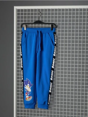 Sinsay - Spodnie z nadrukiem i ozdobnymi lampasami Sonic the Hedgehog - niebieski