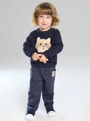 Sinsay - Spodnie z naszywkami wiązane w talii - granatowy