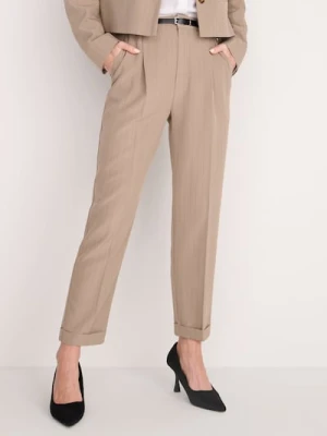 Sinsay - Spodnie z paskiem - kremowy