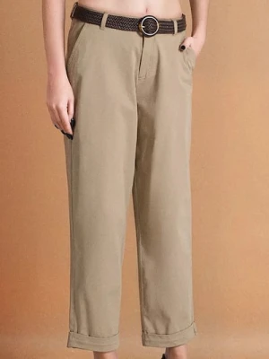 Sinsay - Spodnie z paskiem - kremowy