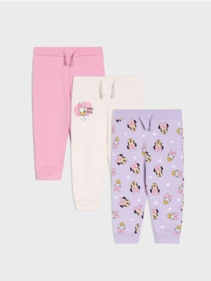 Sinsay - Spodnie z polarem w środku 3 pack Minnie Mouse - kremowy