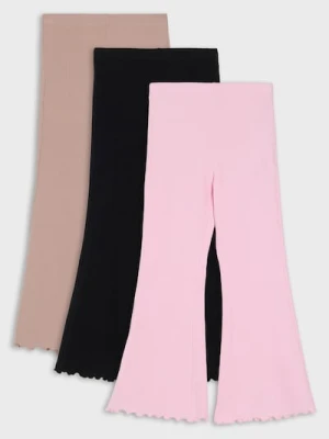 Sinsay - Spodnie z prążkowanej dzianiny lekko rozszerzane u dołu 3 pack - wielobarwny