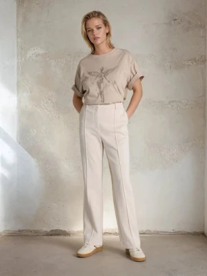 Sinsay - Spodnie z przeszyciami - kremowy